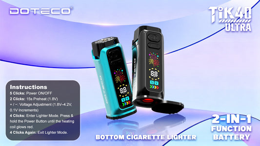 DOTECO Tik40 ULTRA 510 Thread Vape Cartridge Battery & Lighter