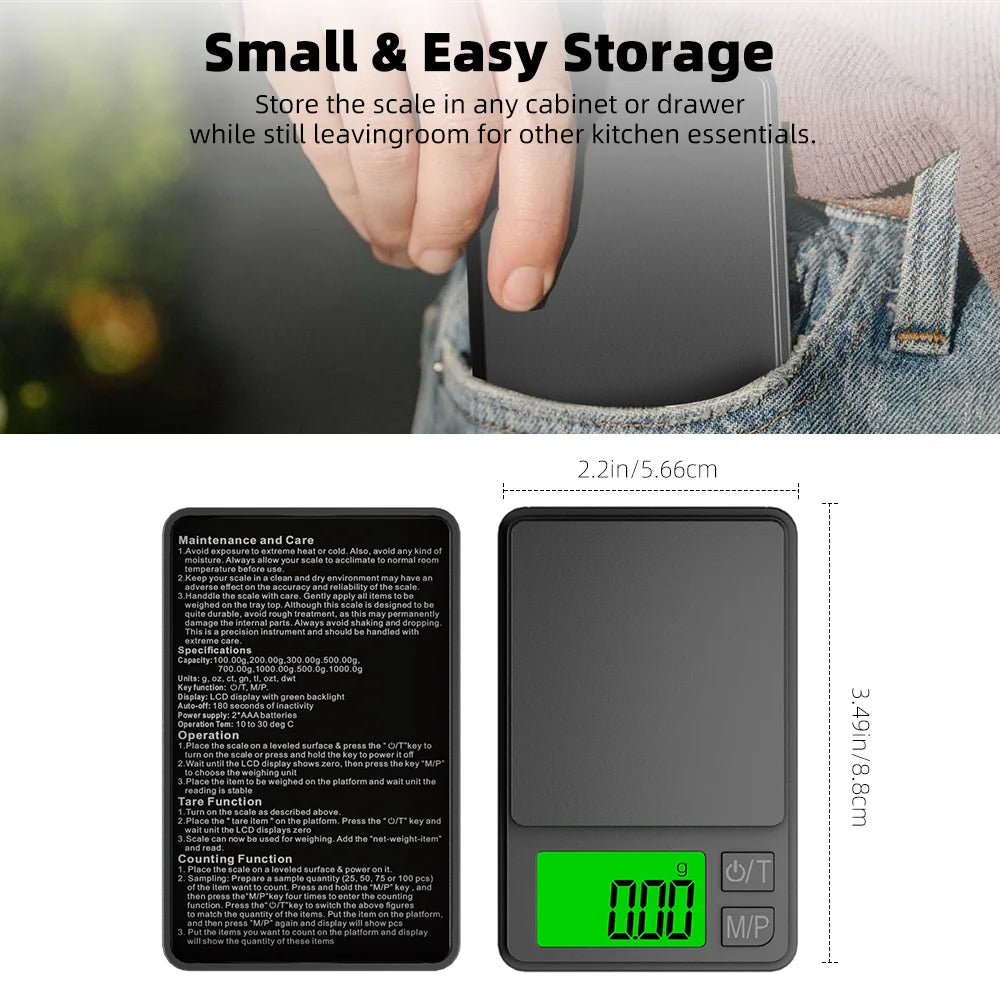 Mini Precision Digital Pocket Weighing Scale (0.01g–1kg)