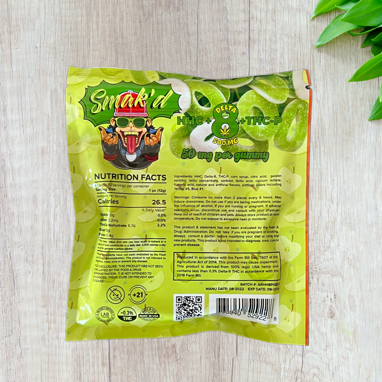 Smak'd Delta 8 + HHC + THC-P Gummies