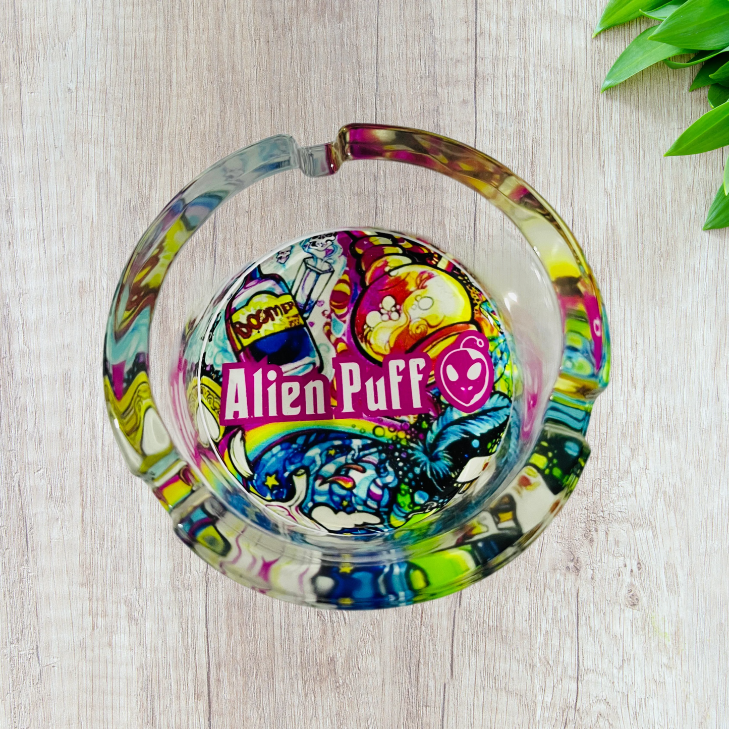 Alien Puff Round Glass Ashtray 90mm