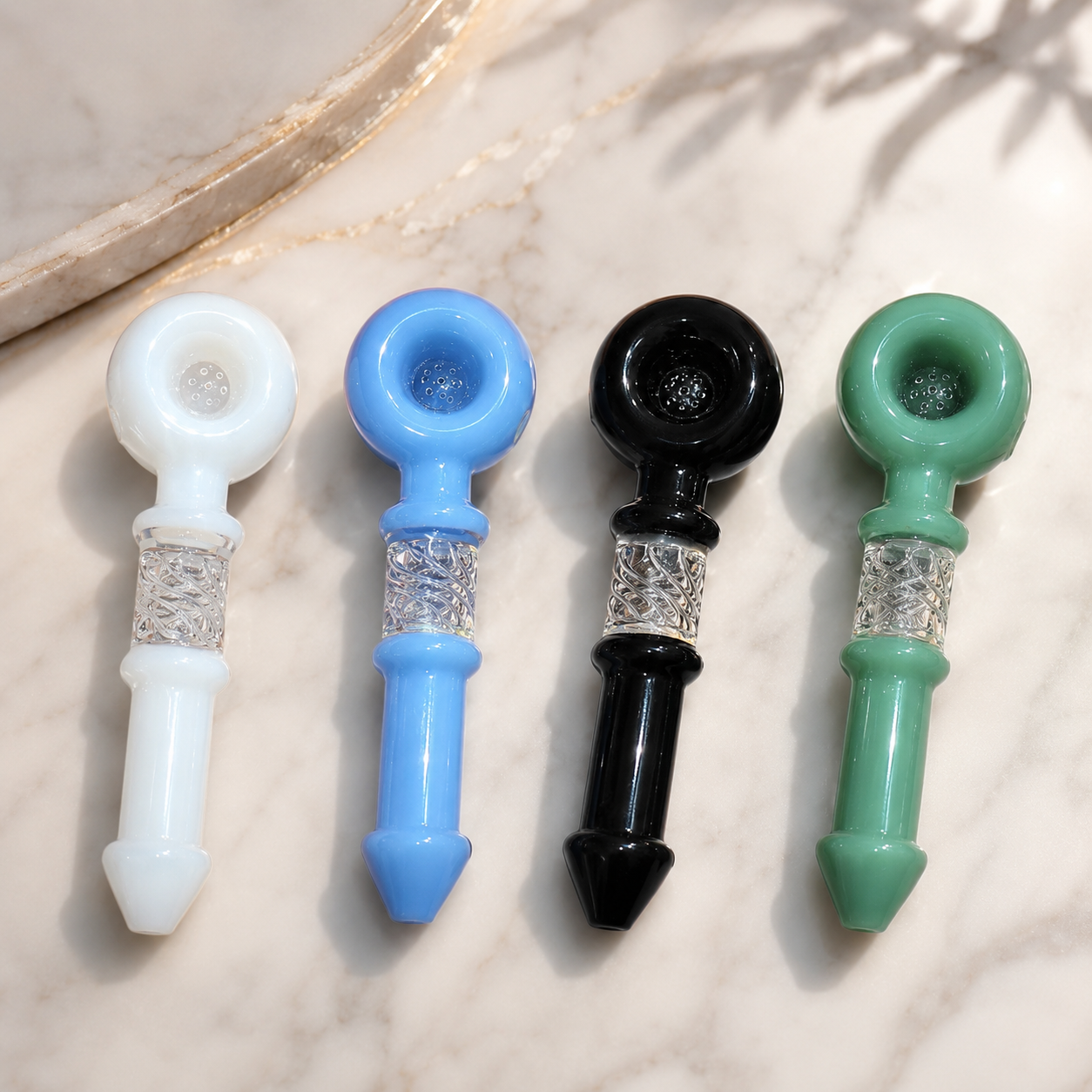 Snowflake Twist Hand Glass Pipe - 6 inches