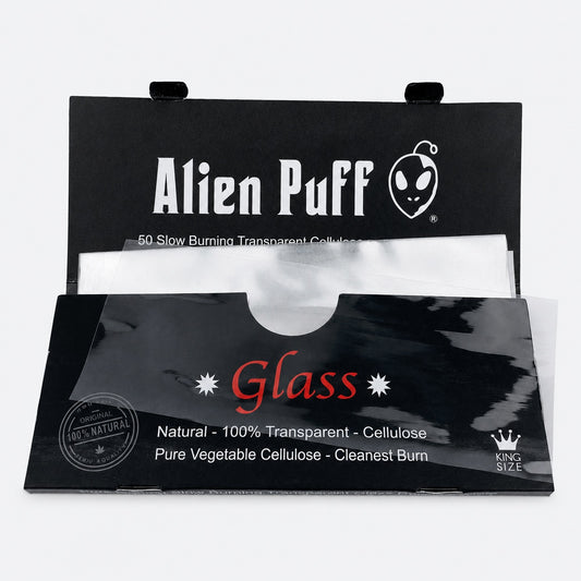 Alien Puff Glass King Size Transparent Cellulose Rolling Papers – 50 Leaves | Box of 24