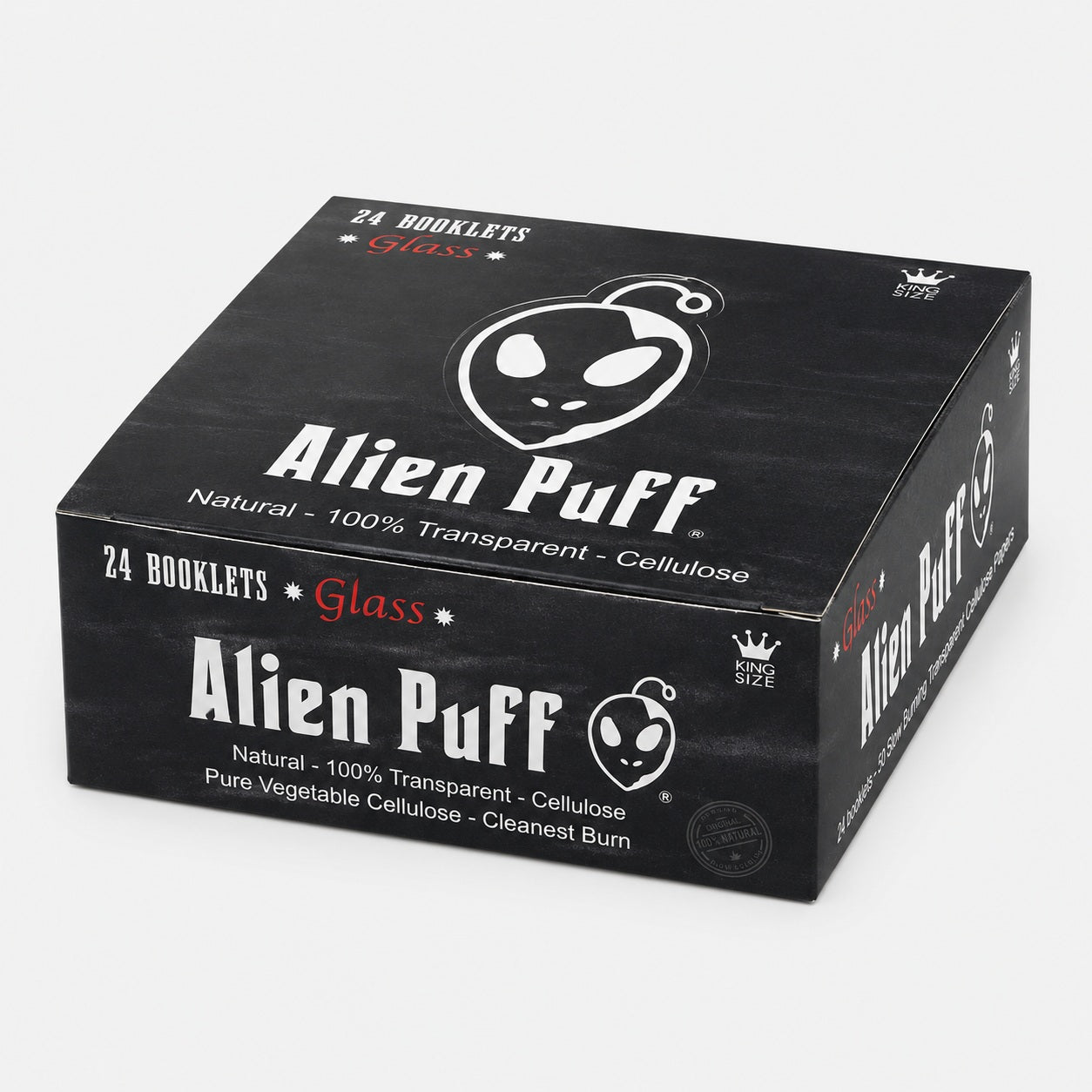Alien Puff Glass King Size Transparent Cellulose Rolling Papers – 50 Leaves | Box of 24