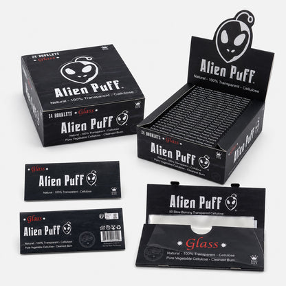Alien Puff Glass King Size Transparent Cellulose Rolling Papers – 50 Leaves | Box of 24