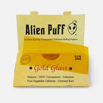 Alien Puff Gold Glass 1¼ Transparent Rolling Papers – 50 Leaves
