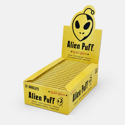 Alien Puff Gold Glass 1¼ Transparent Rolling Papers – 50 Leaves