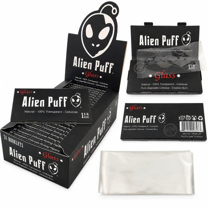 Alien Puff Glass 1¼ Transparent Rolling Papers – 50 Leaves | 24-Booklet Box
