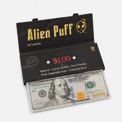 Alien Puff $100 Note King Size Rolling Papers – 24 Leaves | Box of 12