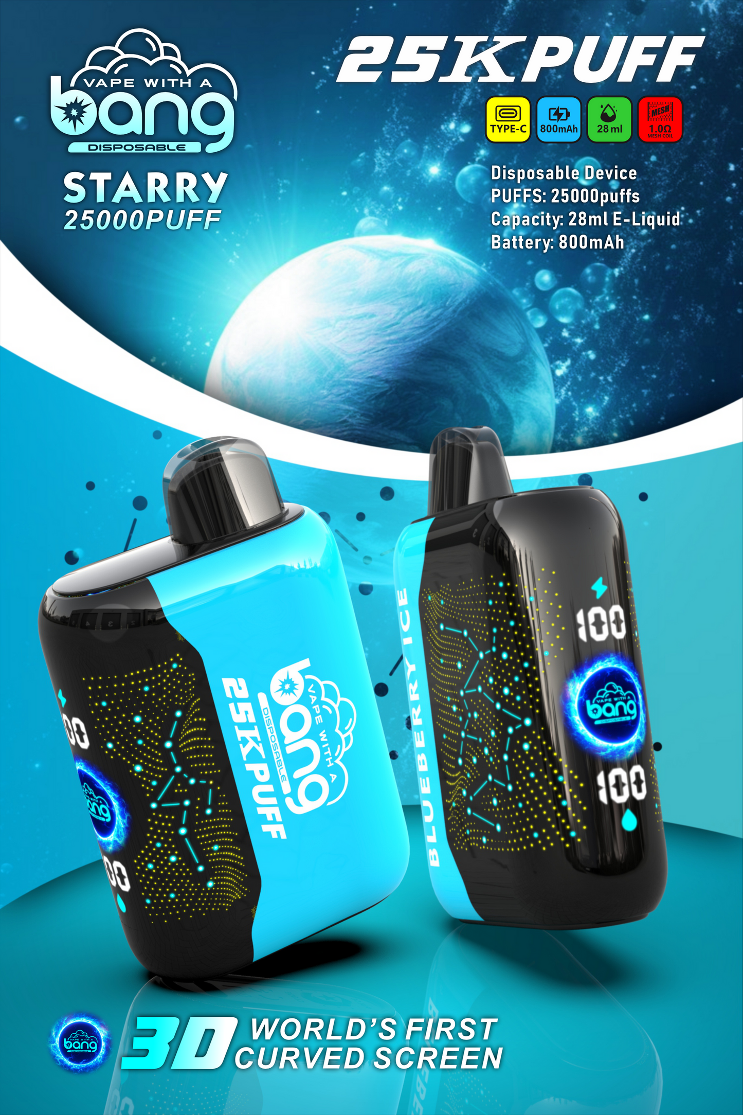 Bang Starry Galaxy 25000: 25K Puffs Disposable Nic Vape Pod