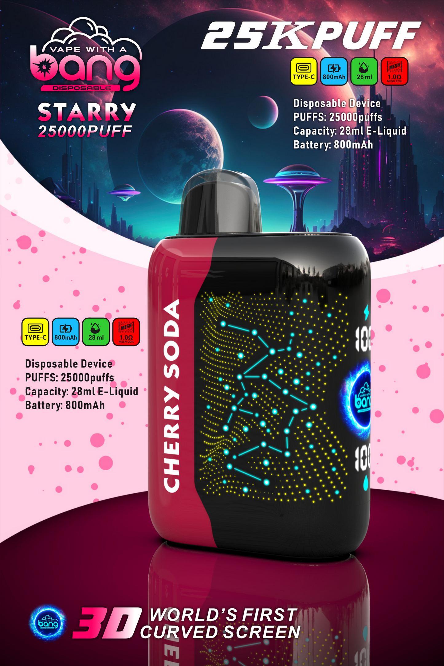 Bang Starry Galaxy 25000: 25K Puffs Disposable Nic Vape Pod