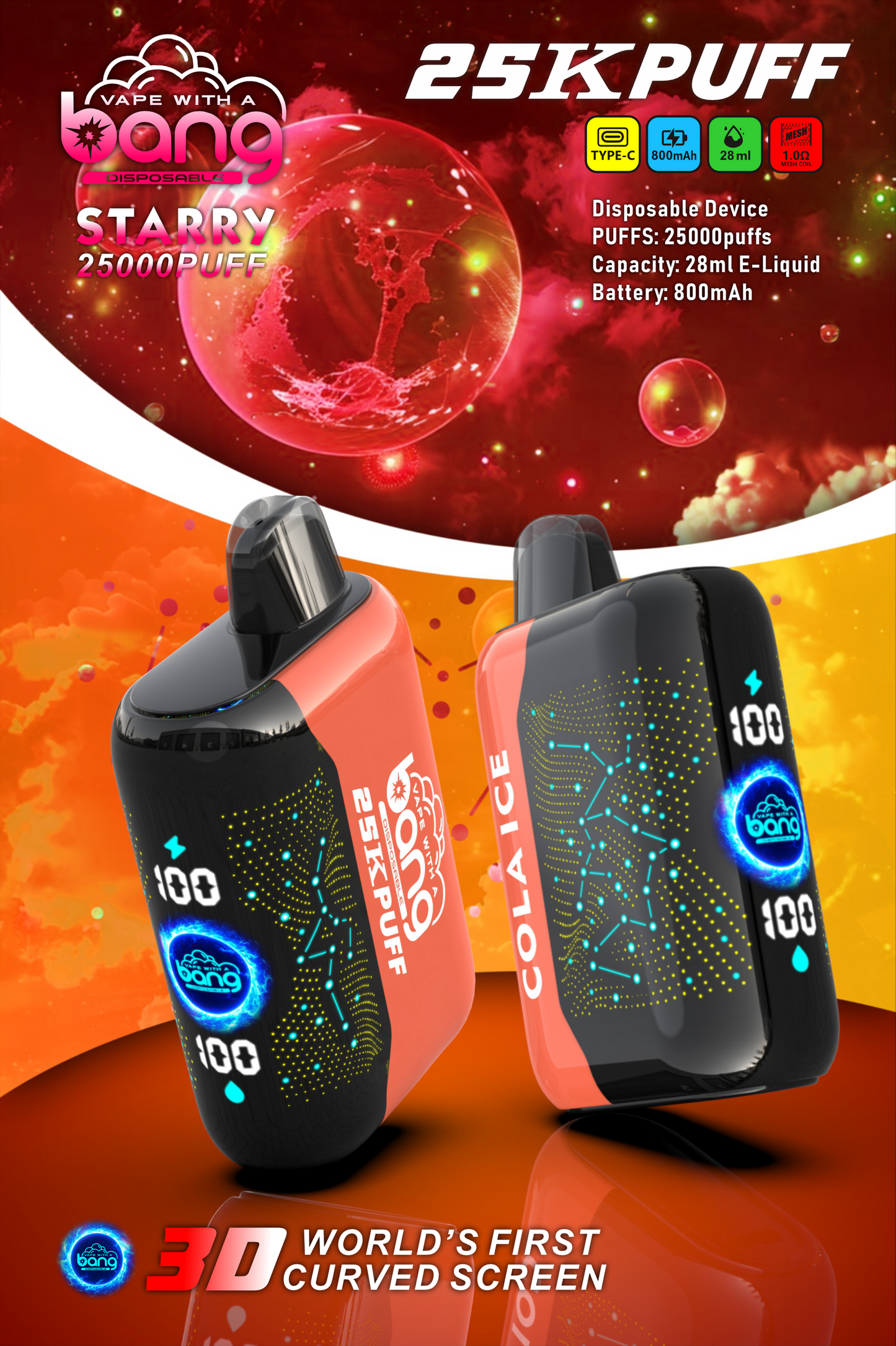 Bang Starry Galaxy 25000: 25K Puffs Disposable Nic Vape Pod