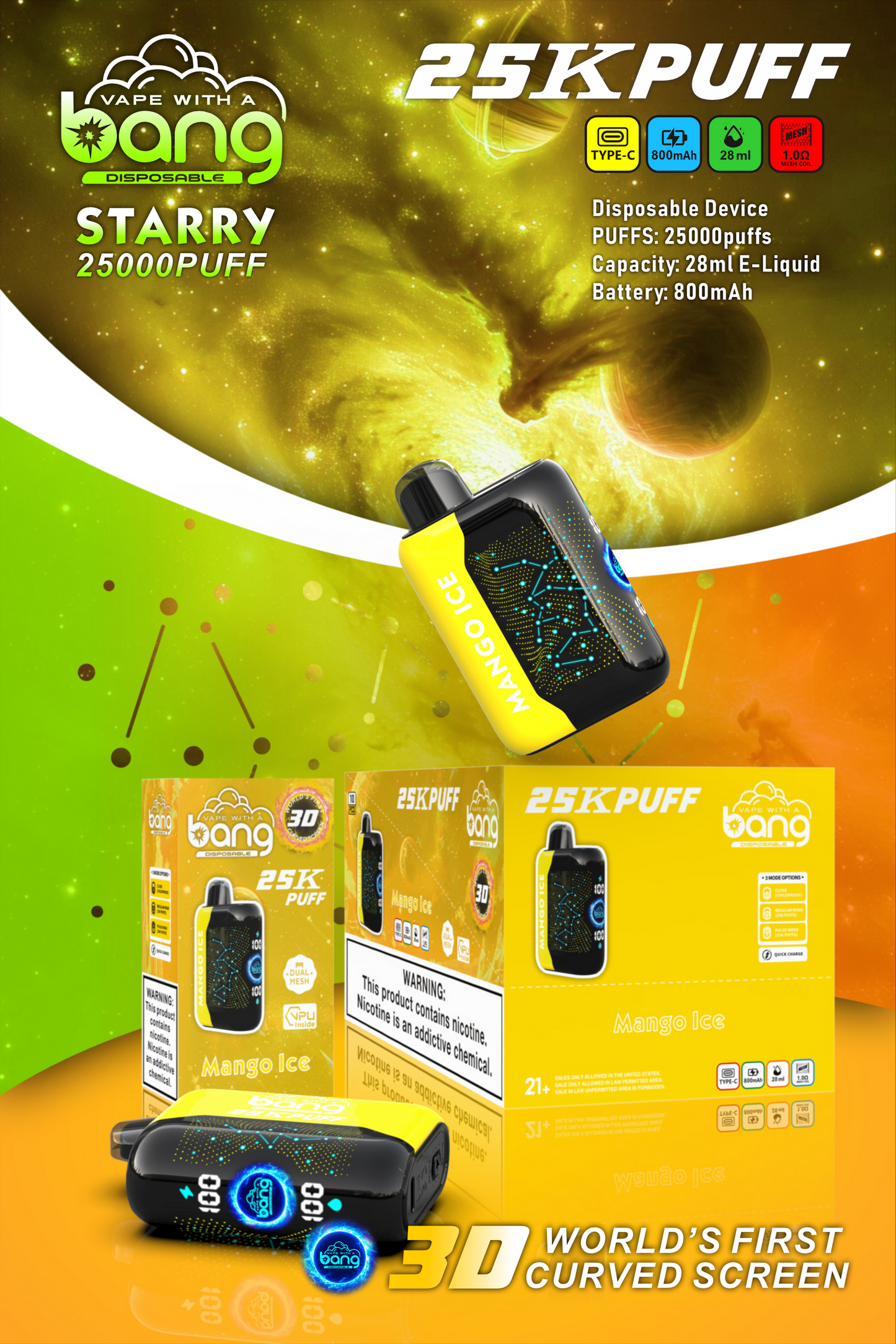 Bang Starry Galaxy 25000: 25K Puffs Disposable Nic Vape Pod