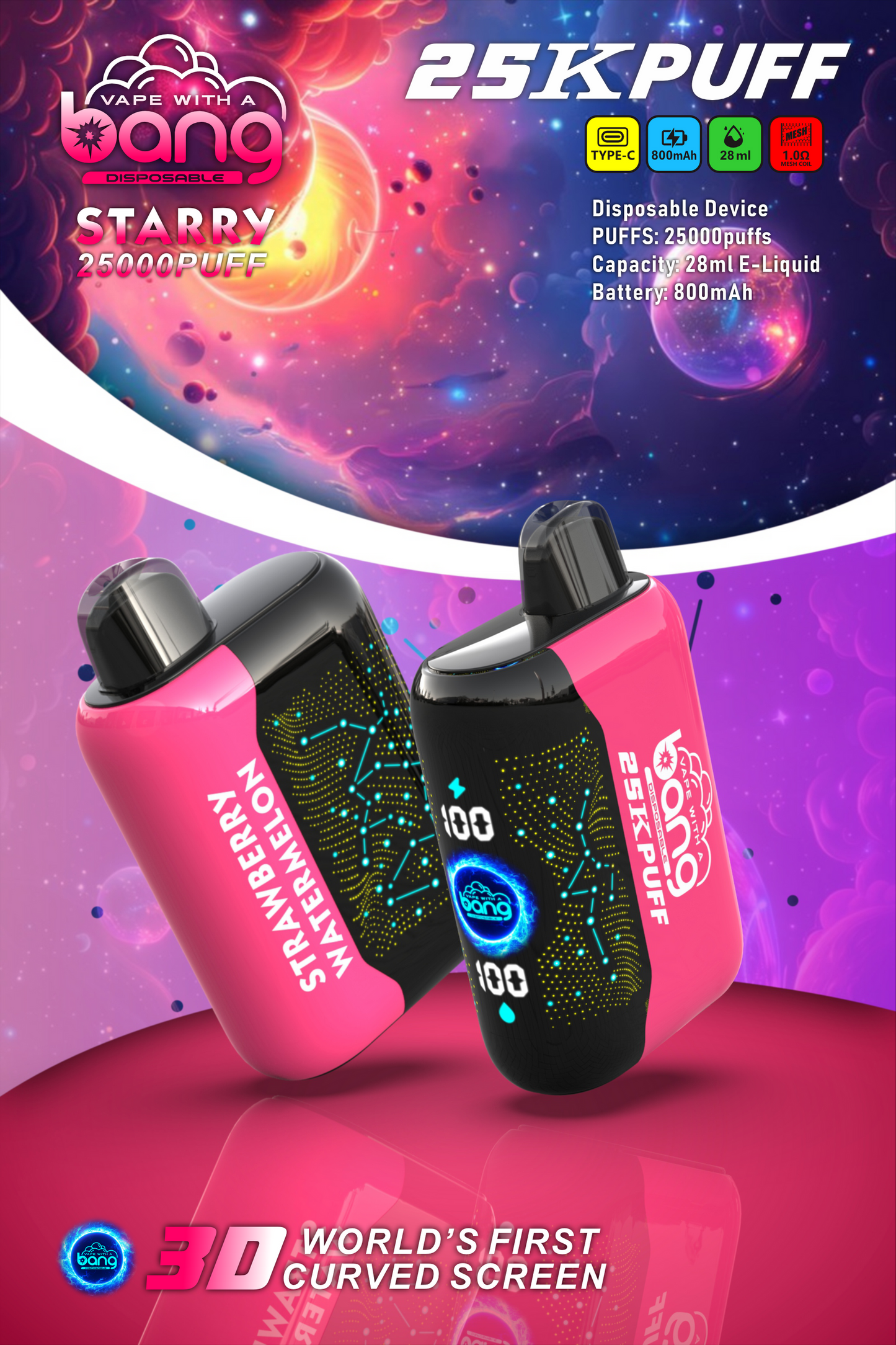 Bang Starry Galaxy 25000: 25K Puffs Disposable Nic Vape Pod