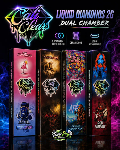 Cali Clear Liquid Diamonds 2G Dual Chamber Disposable Vape Cartridge