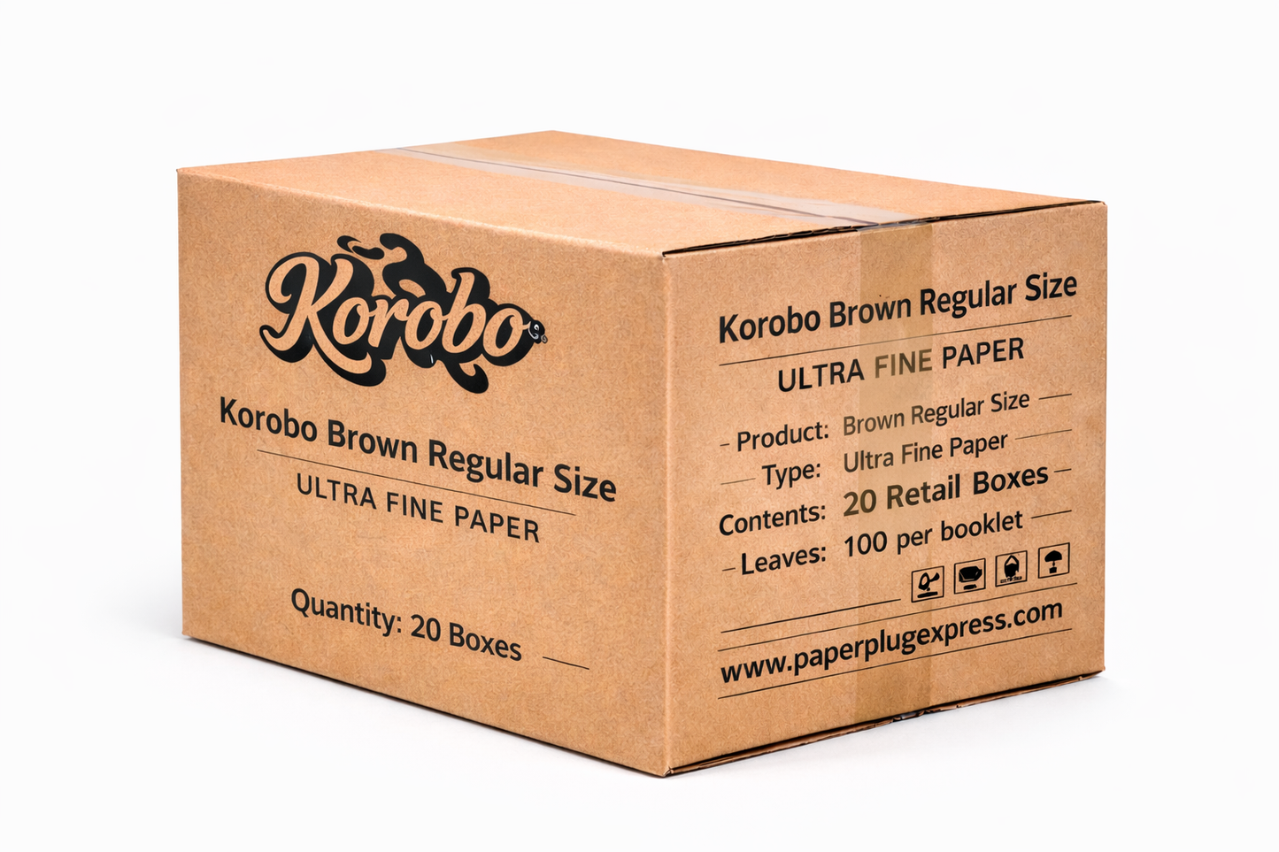 Korobo Brown Regular Queen Size Rolling Papers - 100 Leaves