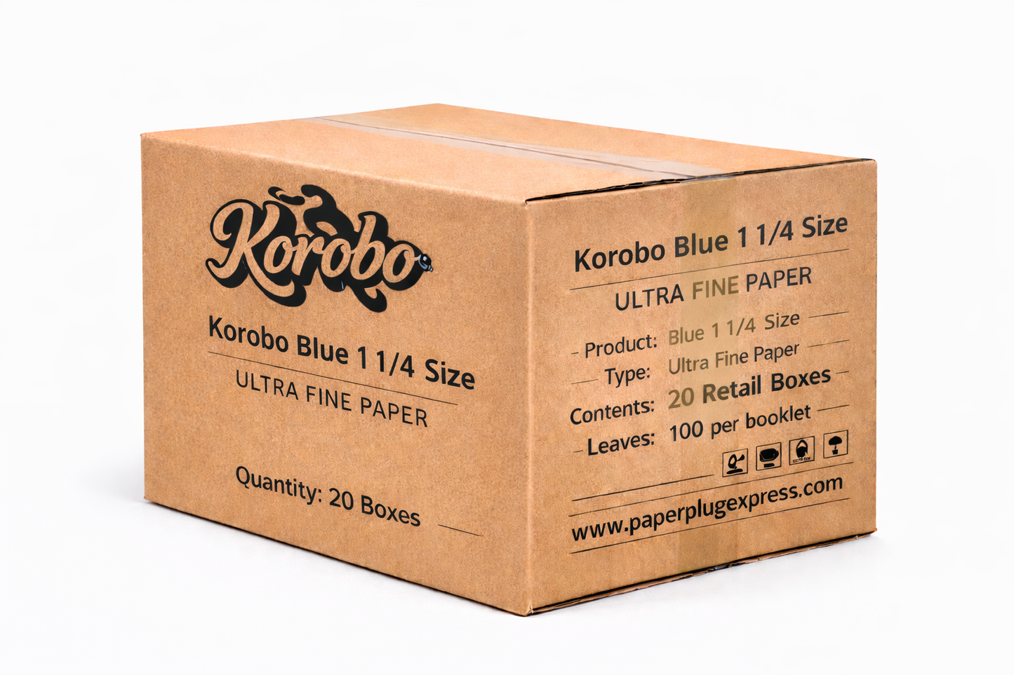 Korobo Blue Colored Rolling Papers 1 1/4 Size - 100 Leaves