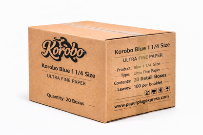 Korobo Blue Colored Rolling Papers 1 1/4 Size - 100 Leaves