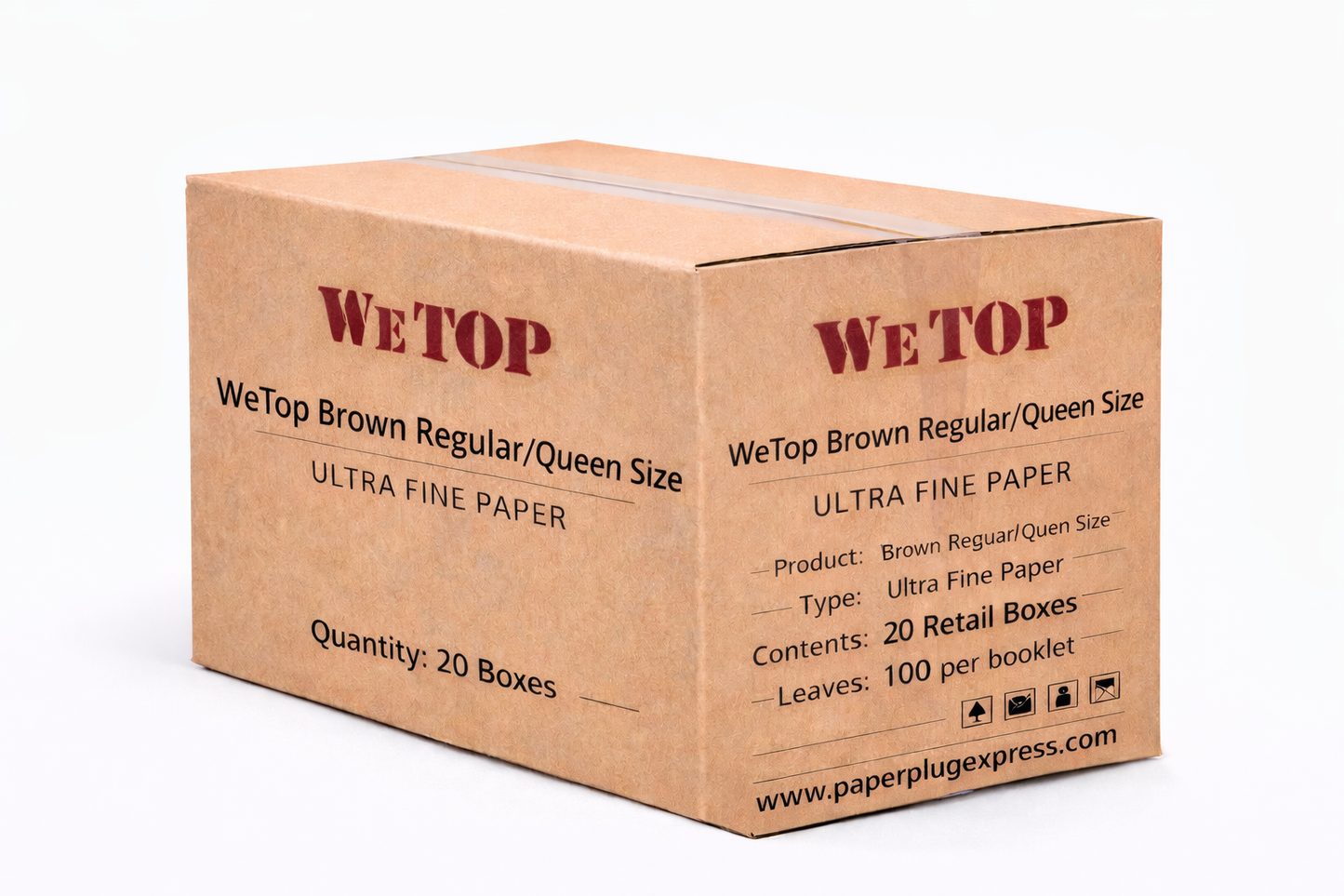 Wetop Brown Regular Size Rolling Paper - 100 Leaves