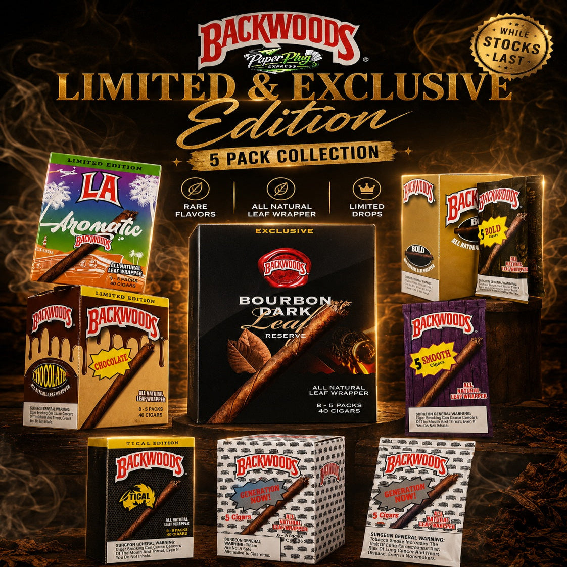 Backwoods - (Limited Edition) Leaf Wrapper Cigar /  Cigarillo - 5 Pack