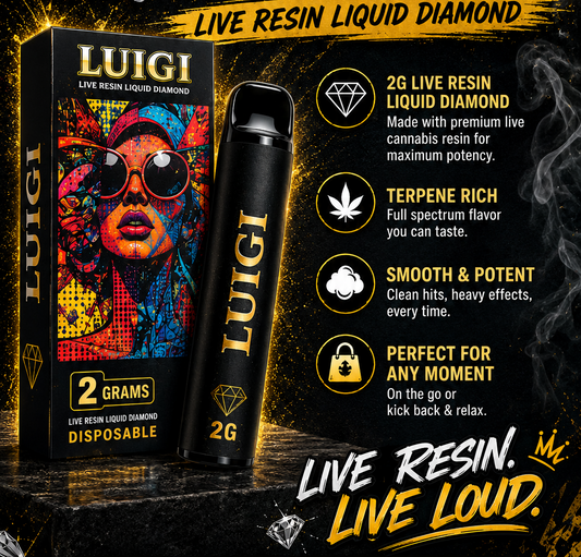 Luigi Live Resin Liquid Diamonds 2G Disposable Vape Cartridge