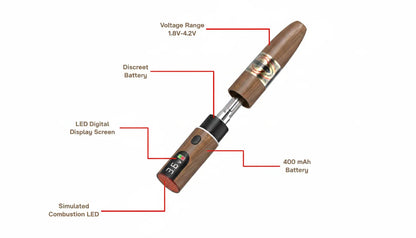 Cigar Style Concealed 510 Thread Vape Cartridge Pen 400mah Battery