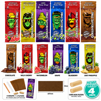 Gorilla Rolling Stars Flavored Hemp Wraps - 4 Wraps