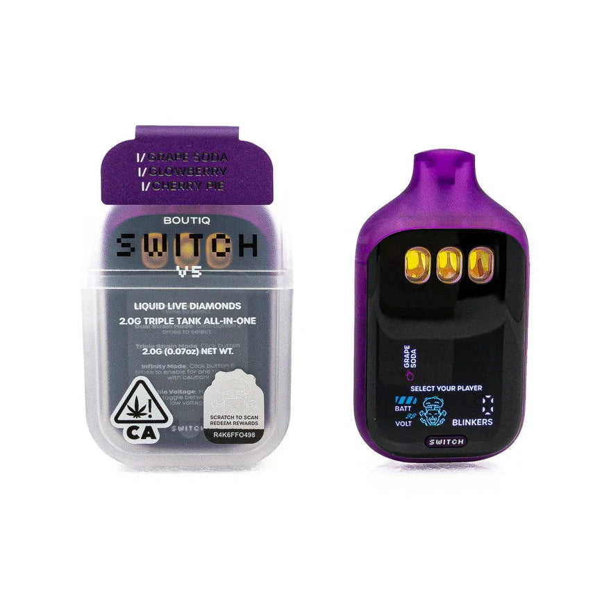 Boutiq Switch V5 – 2G Liquid Live Diamonds Triple Tank Vape Cartridge