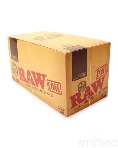 RAW Classic Brown 1 1/4 Size Pre-rolled Cones - rolling paper