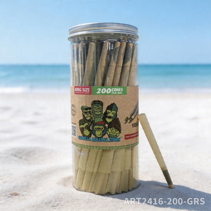 Gorilla Rolling Stars Brown Pre-Rolled Cones - 200 Cones Jar - Rolling Paper