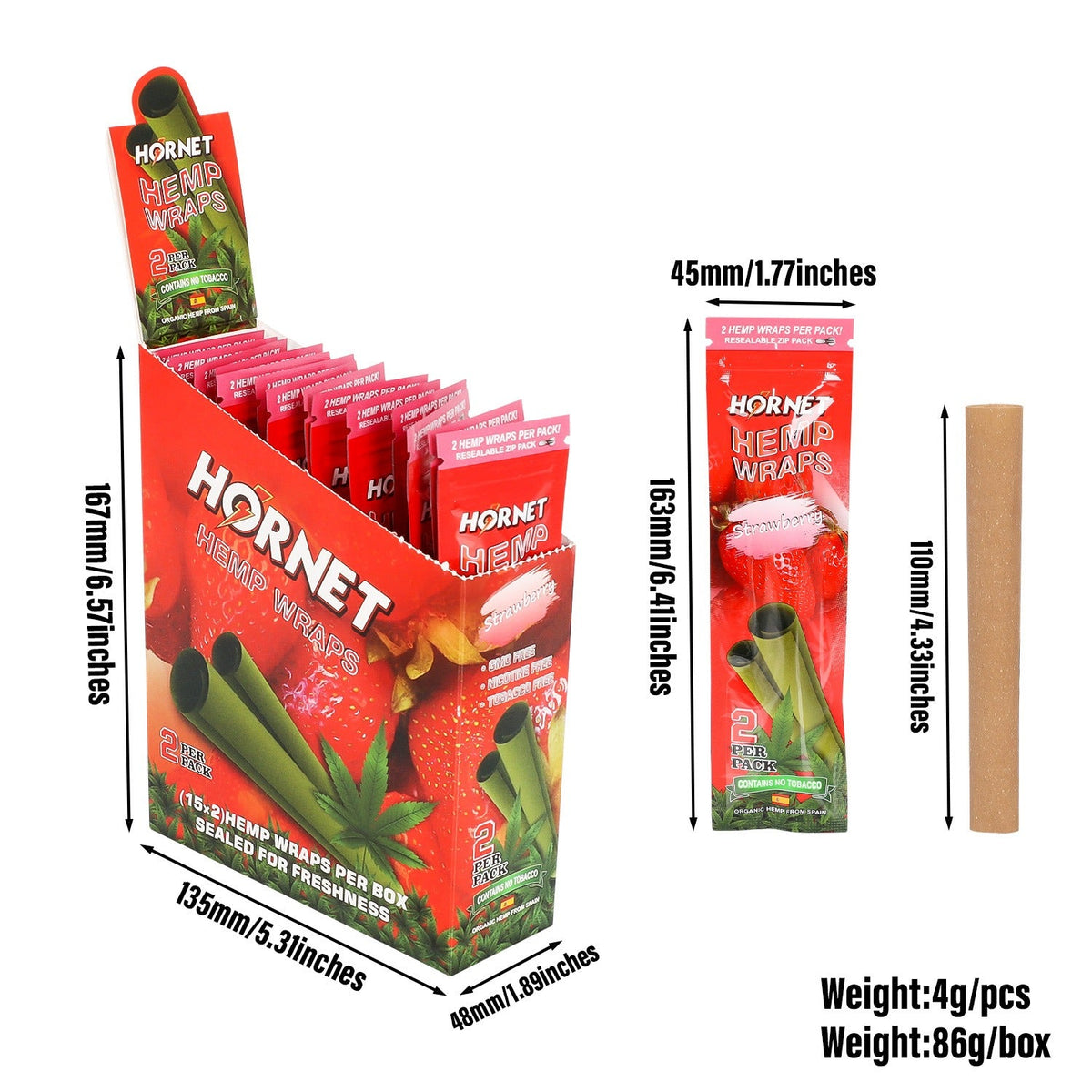 Hornet Flavored Hemp Wraps - 2 Wraps