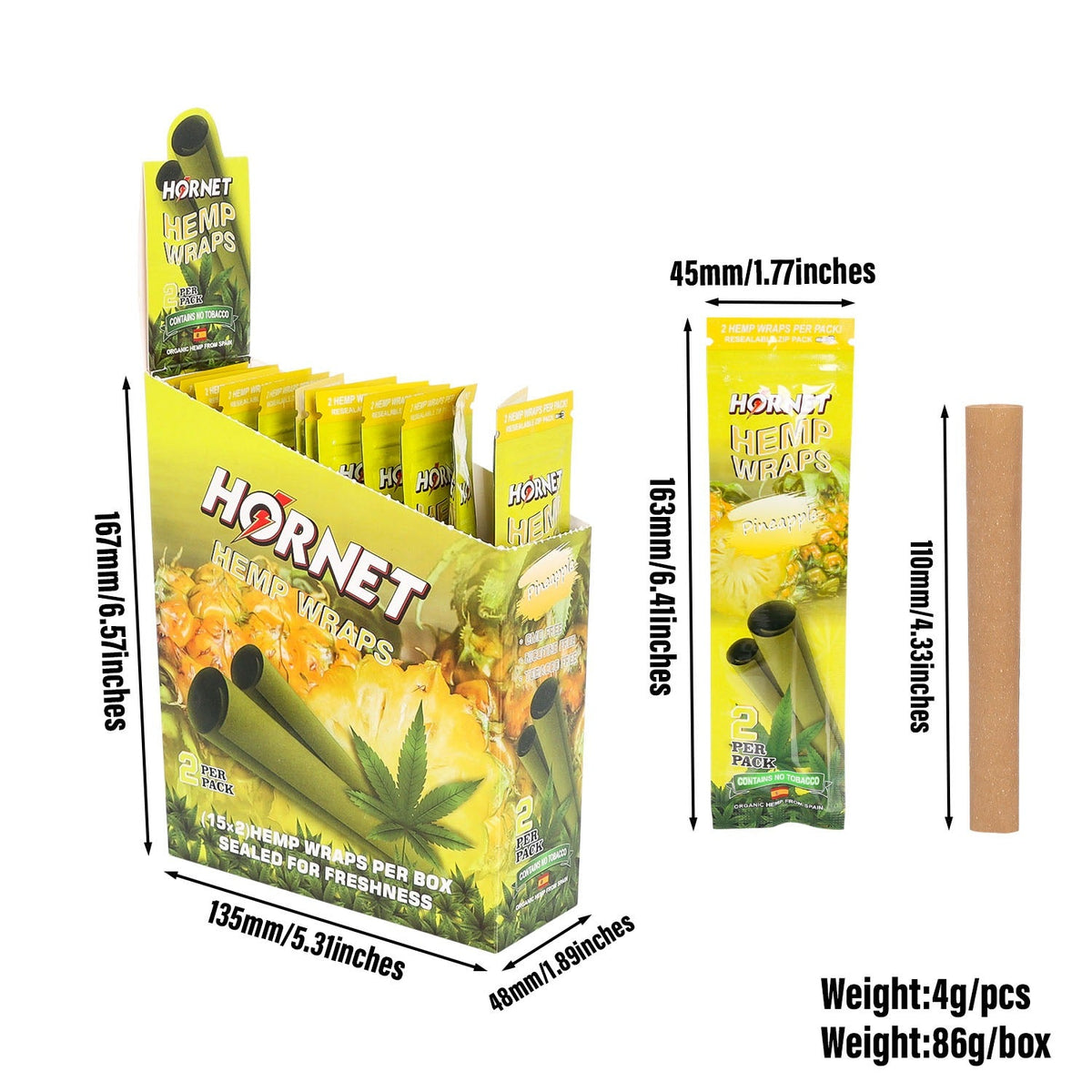 Hornet Flavored Hemp Wraps - 2 Wraps