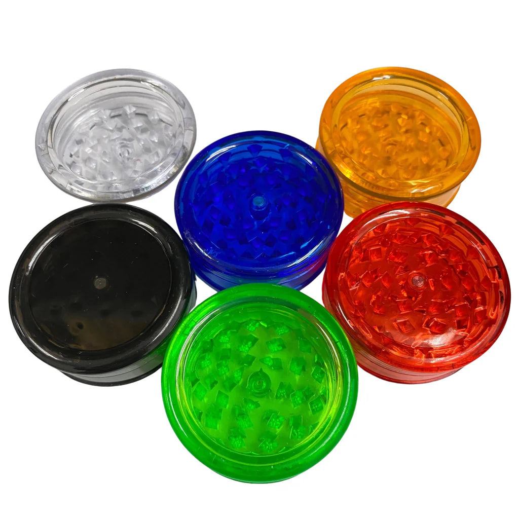 Acrylic Plastic Herb Grinder – 2 Layer 63mm (Plain Colors)