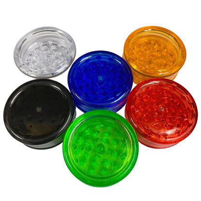Acrylic Plastic Herb Grinder – 2 Layer 63mm (Plain Colors)