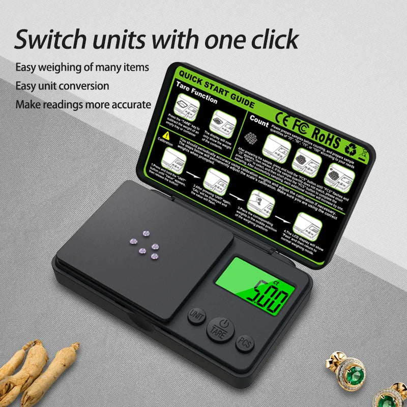 Top Flip Precision Digital Pocket Scale (0.01g–1kg)