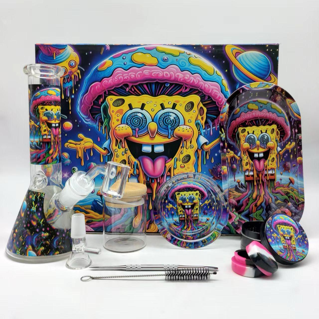 Multi-Accessory Glass Ice Bong Smoking Gift Kit Set