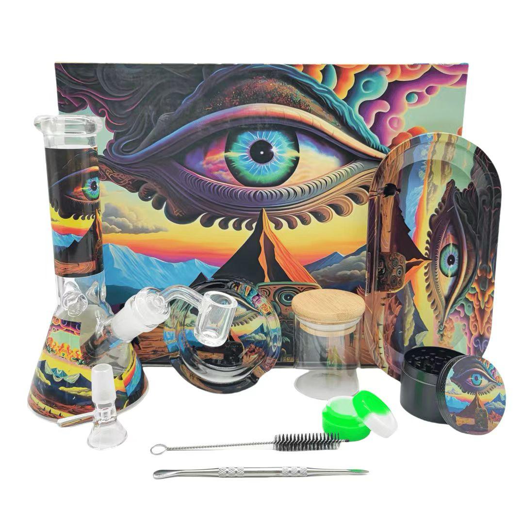 Multi-Accessory Glass Ice Bong Smoking Gift Kit Set