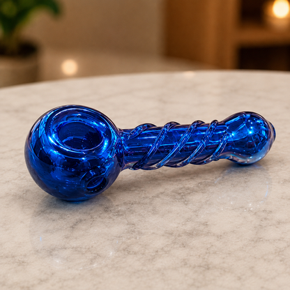 Colorful Twisty Glass Pipe – 4.7" Thick Borosilicate Hand Spoon Pipe
