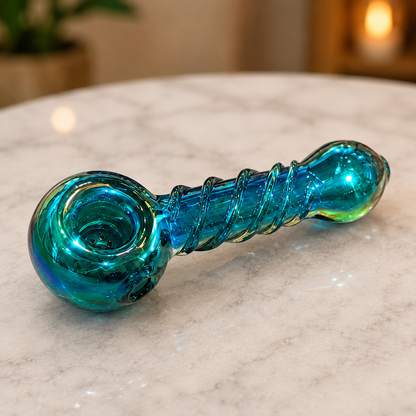 Colorful Twisty Glass Pipe – 4.7" Thick Borosilicate Hand Spoon Pipe