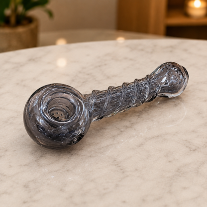 Colorful Twisty Glass Pipe – 4.7" Thick Borosilicate Hand Spoon Pipe