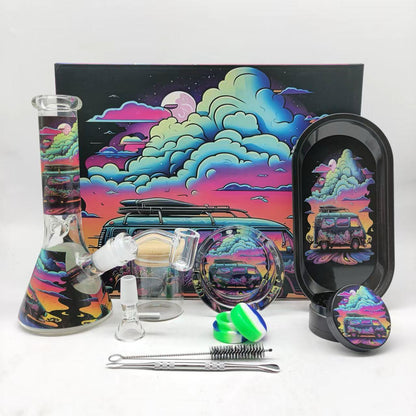 Multi-Accessory Glass Ice Bong Smoking Gift Kit Set