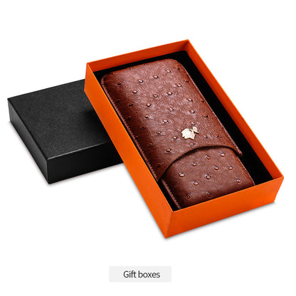Cow Leather Pack Portable 3 - Cigars Case
