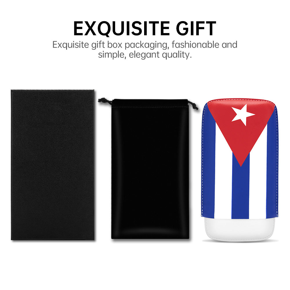 Portable Cuban Flag 3-Cigars Pouch