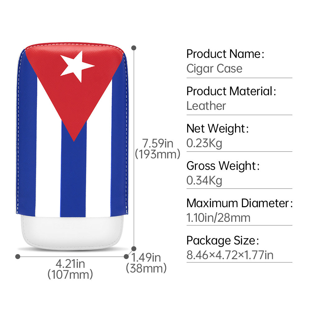 Portable Cuban Flag 3-Cigars Pouch