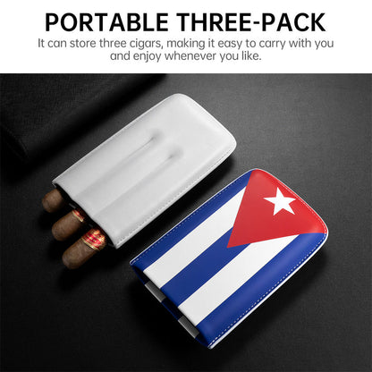 Portable Cuban Flag 3-Cigars Pouch