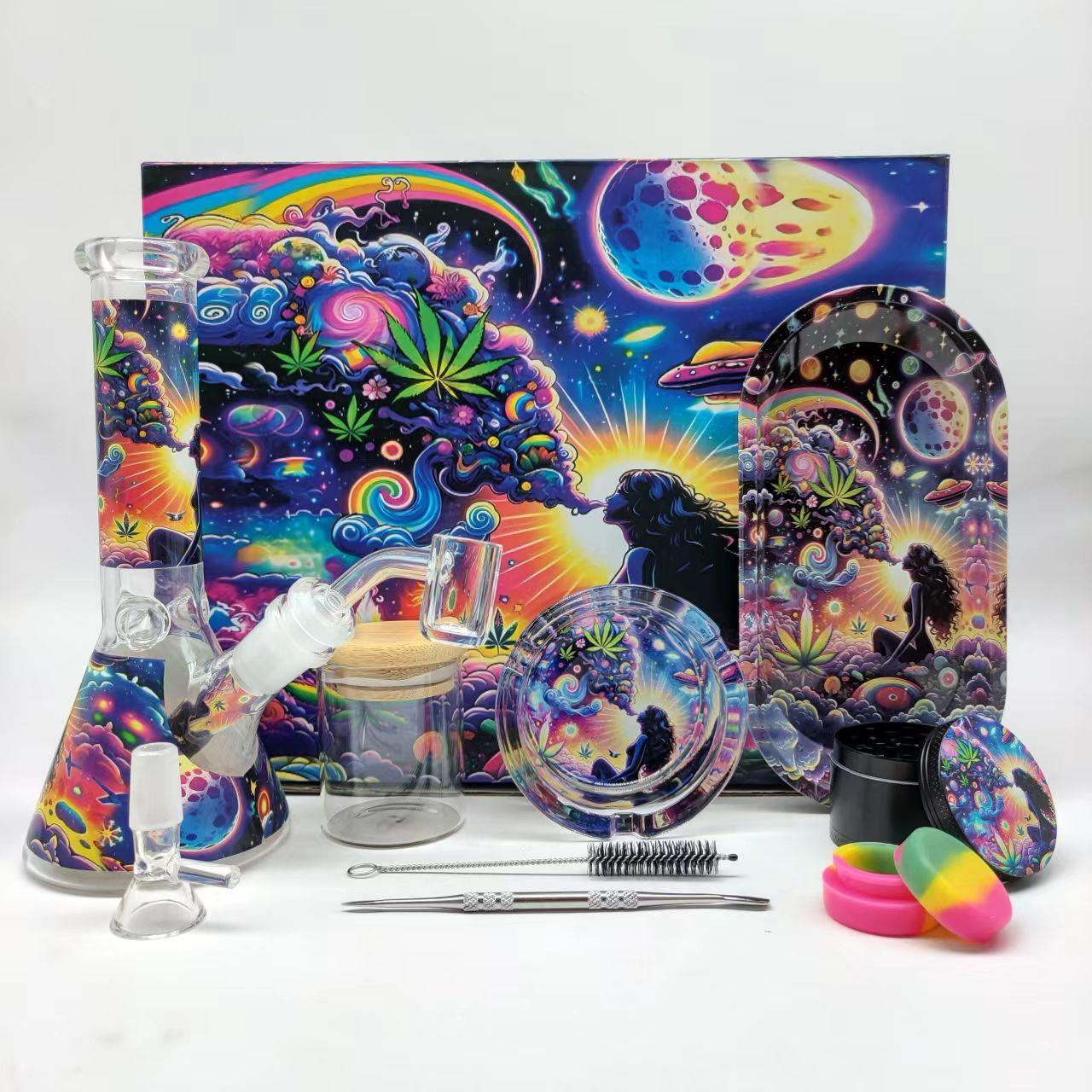 Multi-Accessory Glass Ice Bong Smoking Gift Kit Set