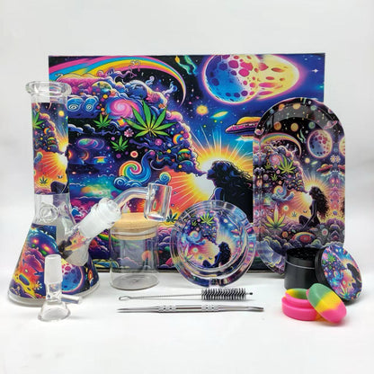 Multi-Accessory Glass Ice Bong Smoking Gift Kit Set