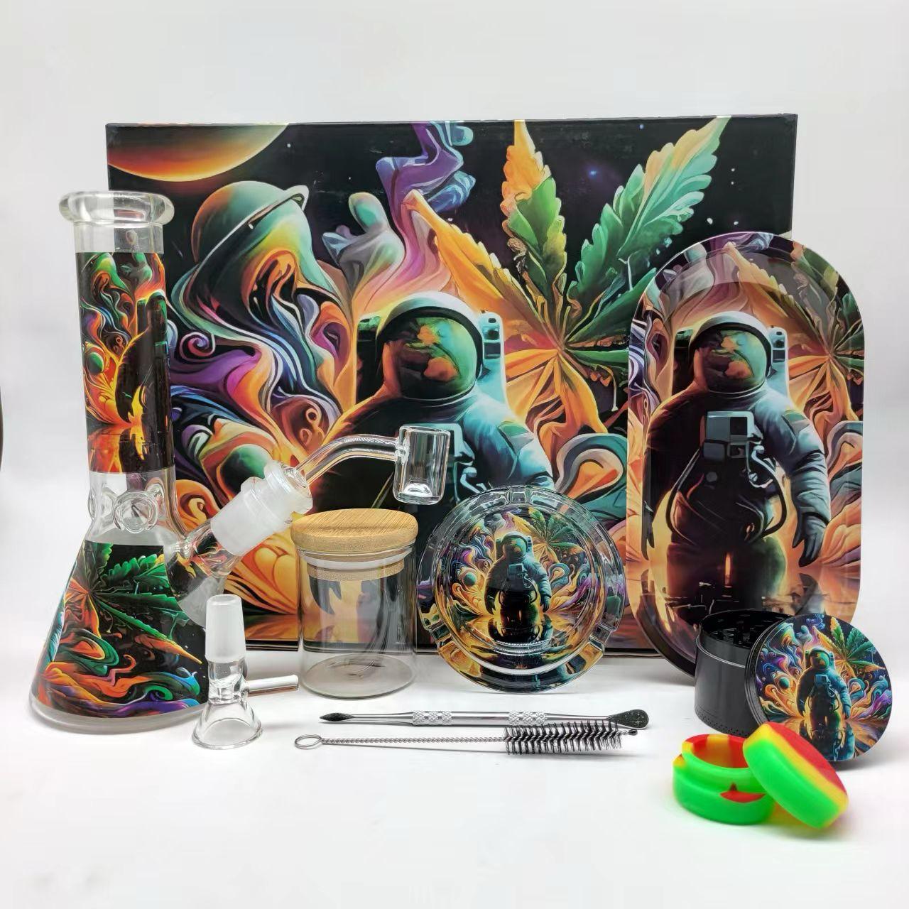 Multi-Accessory Glass Ice Bong Smoking Gift Kit Set
