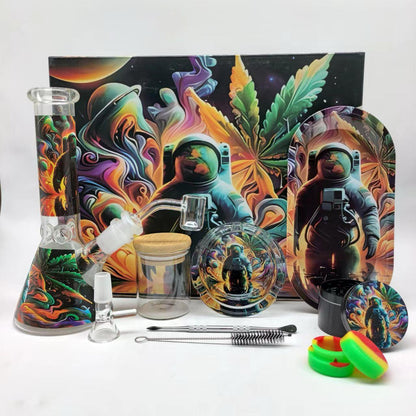 Multi-Accessory Glass Ice Bong Smoking Gift Kit Set