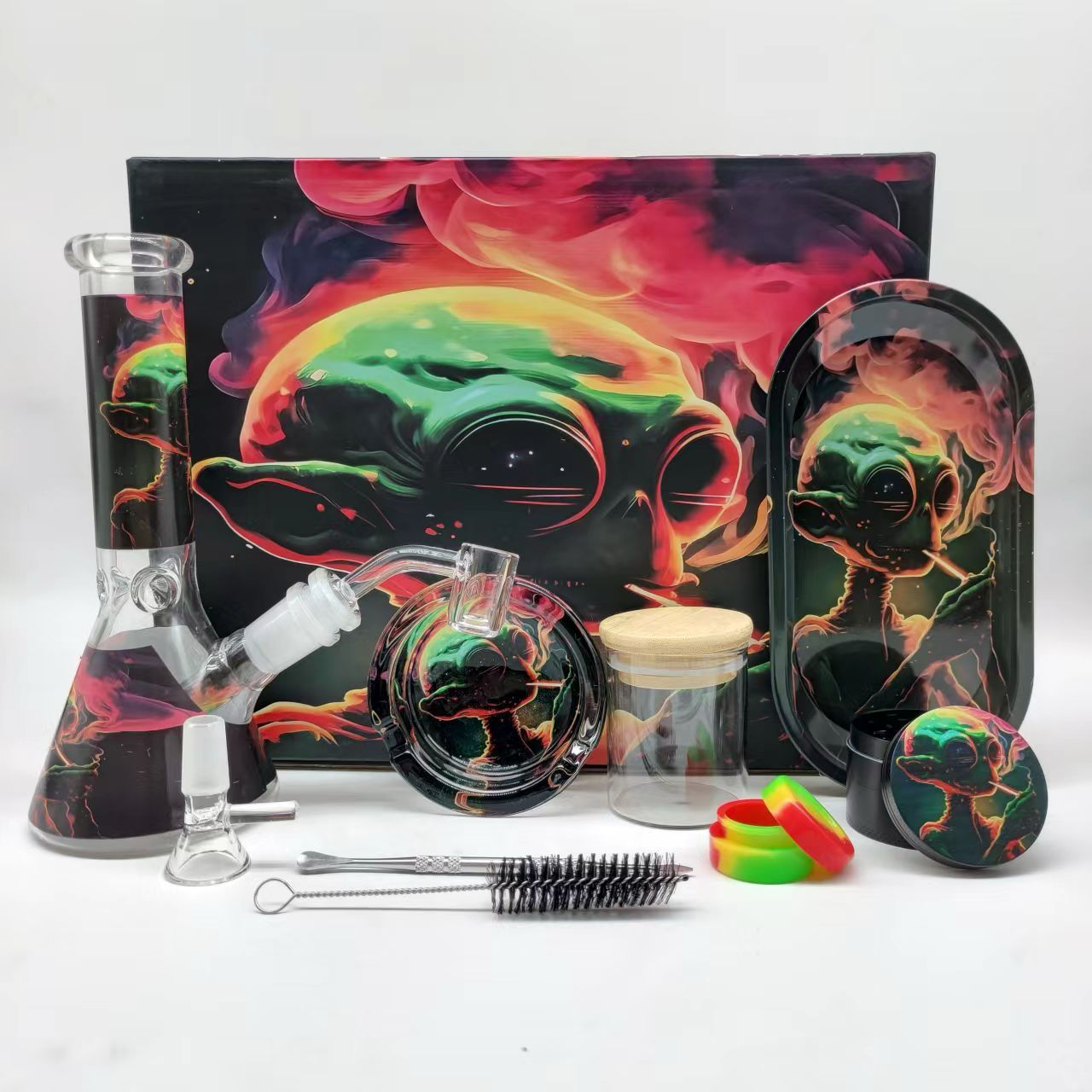 Multi-Accessory Glass Ice Bong Smoking Gift Kit Set