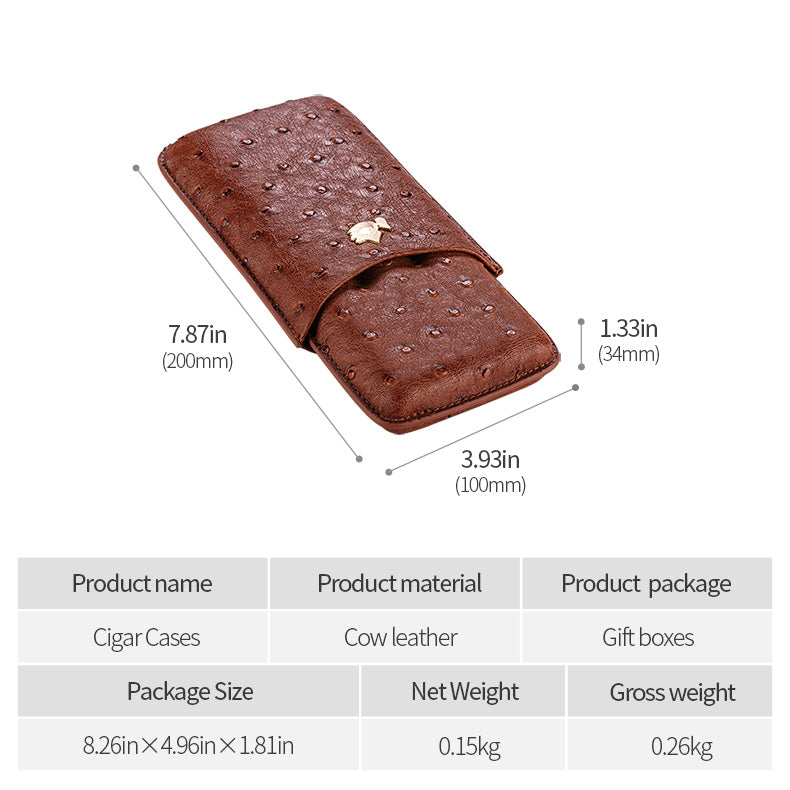Cow Leather Pack Portable 3 - Cigars Case